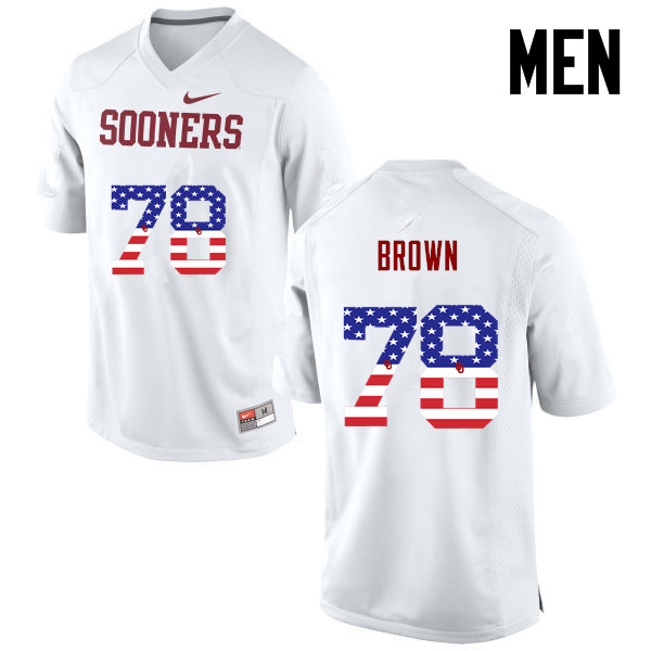 Oklahoma Sooners #78 Orlando Brown College Football USA Flag Fashion Jerseys-White